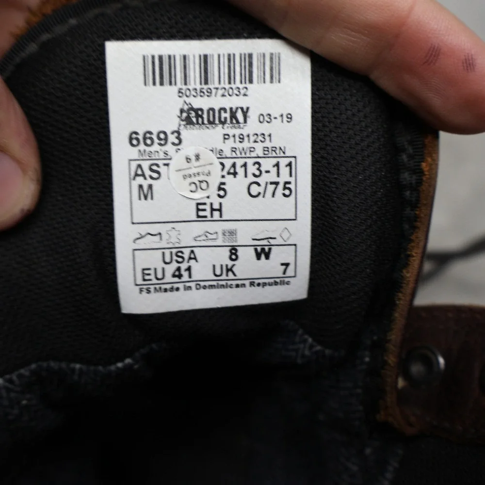 Rocky Men 8W Work Boots Brown Leather Ironclad Steel Toe Lace Up Waterproof 6693